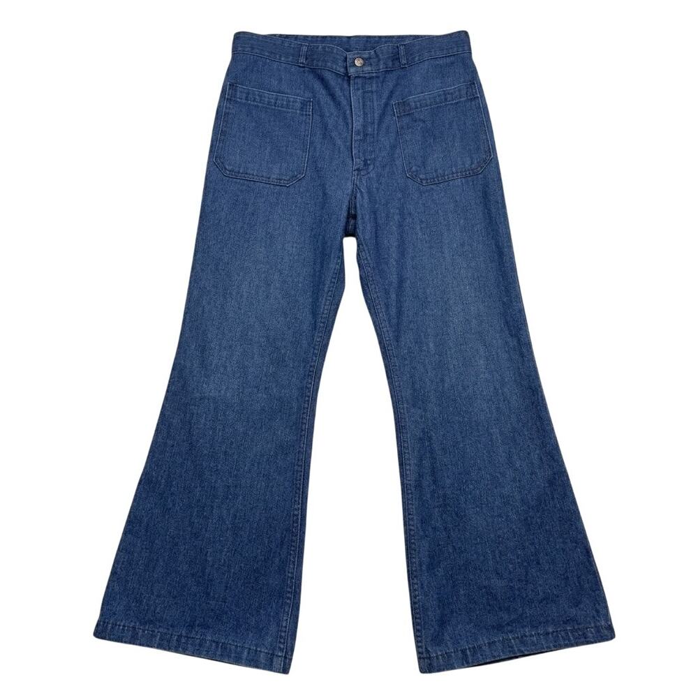 Vintage Navy Seafarer Denim Trousers Jeans 29 Bell Bottom Dungarees Seafarer